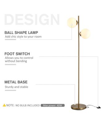 Modern Floor Lamp with 2 Globe Lamp Shade Reading Sding Light