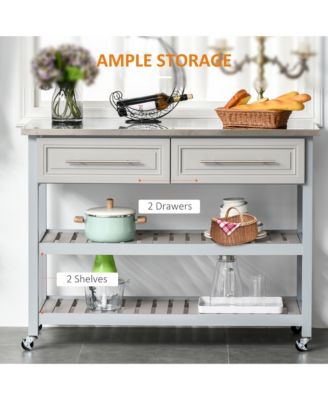 Kitchen Cart Rolling Trolley Shelves Drawers Cabinet Stainless Steel Top