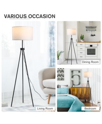 59.75" Sding Floor Lamp Fabric Lampshade Steel Tripod,