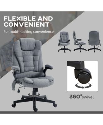 6 Point Vibrating Massage velvet Office Chair with Lumbar Heat