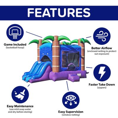 HeroKiddo Enchanted Forest Commercial Grade Inflatable Bounce House & Dual Lane Water Slide Combo (No Blower Included)
