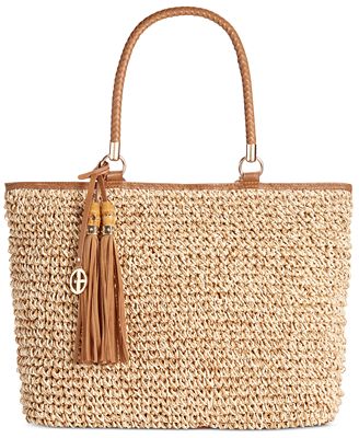 bernini giani straw marled tote macy created