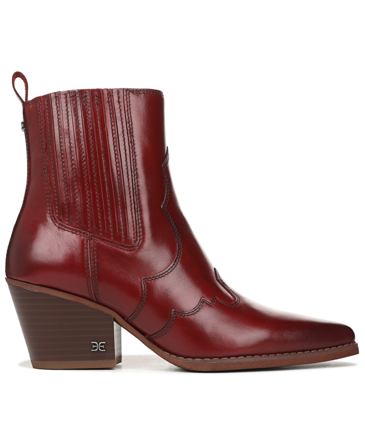 Sam Edelman West Ankle Boot Deep Scarlet Leather In Burgundy