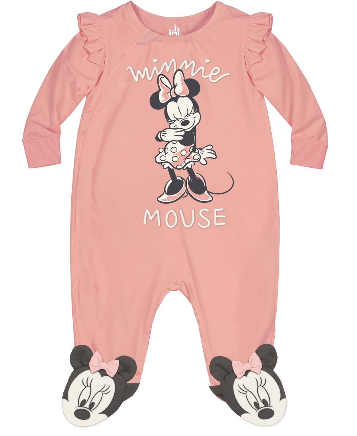 Disney Baby Girls Minnie Mouse Sleep And Play Coverall Set In Pink