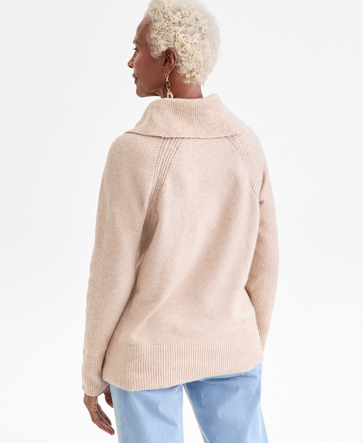 Style & Co Petite Cowl Neck Sweater, Macy's Exclusive In Neutral