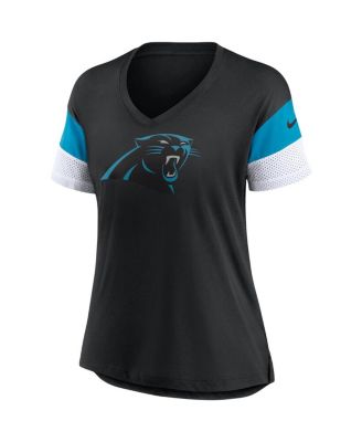 Women's Black Carolina Panthers Team Logo Fashion Performance Tri-Blend V-Neck T-Shirt
