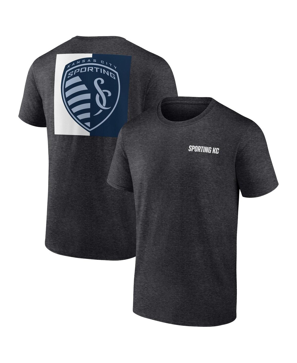 Men's Heather Charcoal Sporting Kansas City Iconic Blocked-Out T-Shirt - Heather Charcoal