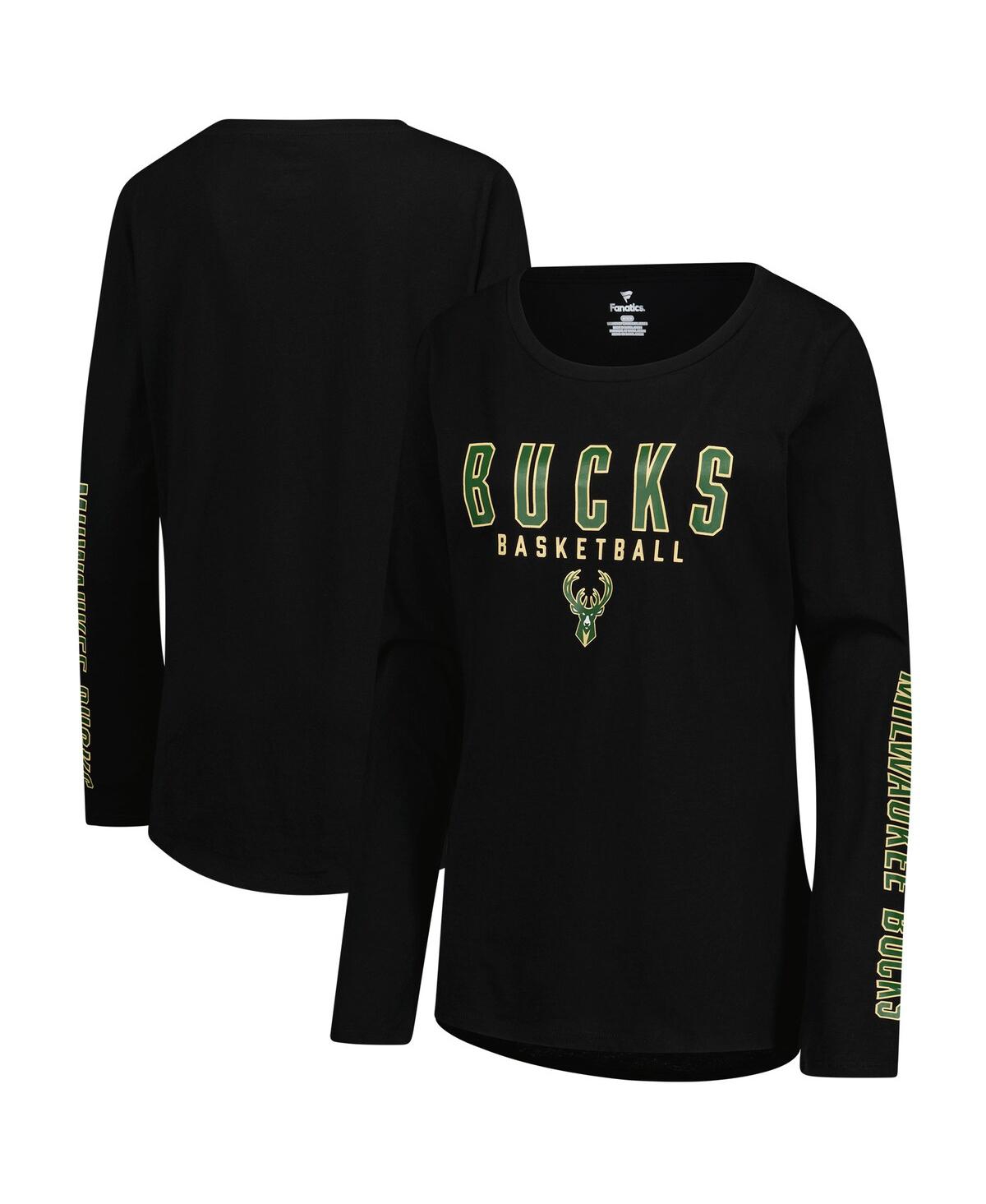 Women's Black Milwaukee Bucks Top Baller Long Sleeve T-Shirt - Black