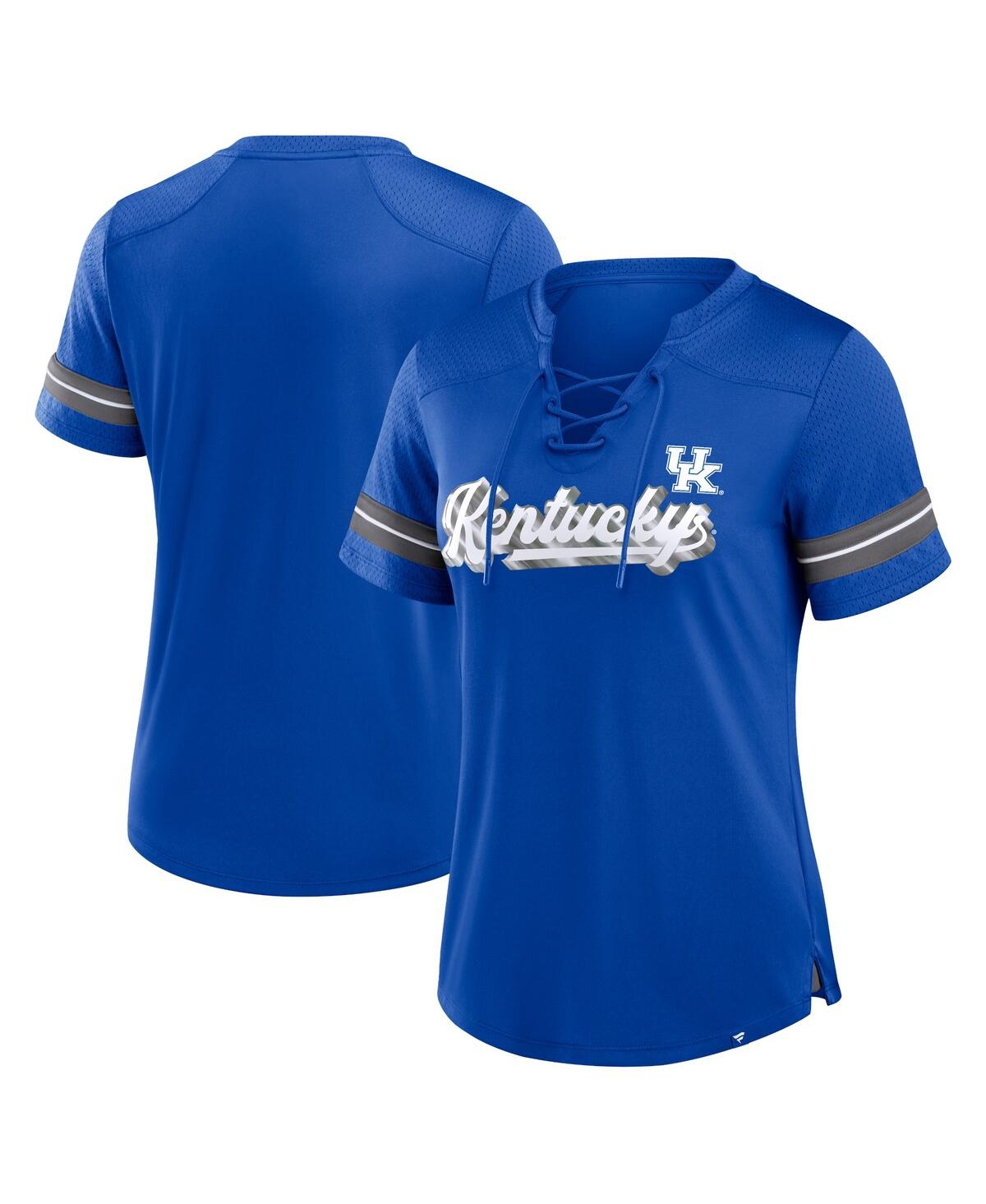 Fanatics Women's Royal Kentucky Wildcats Fundamental Overtime Readiness Athena Lace-Up V-Neck T-Shirt