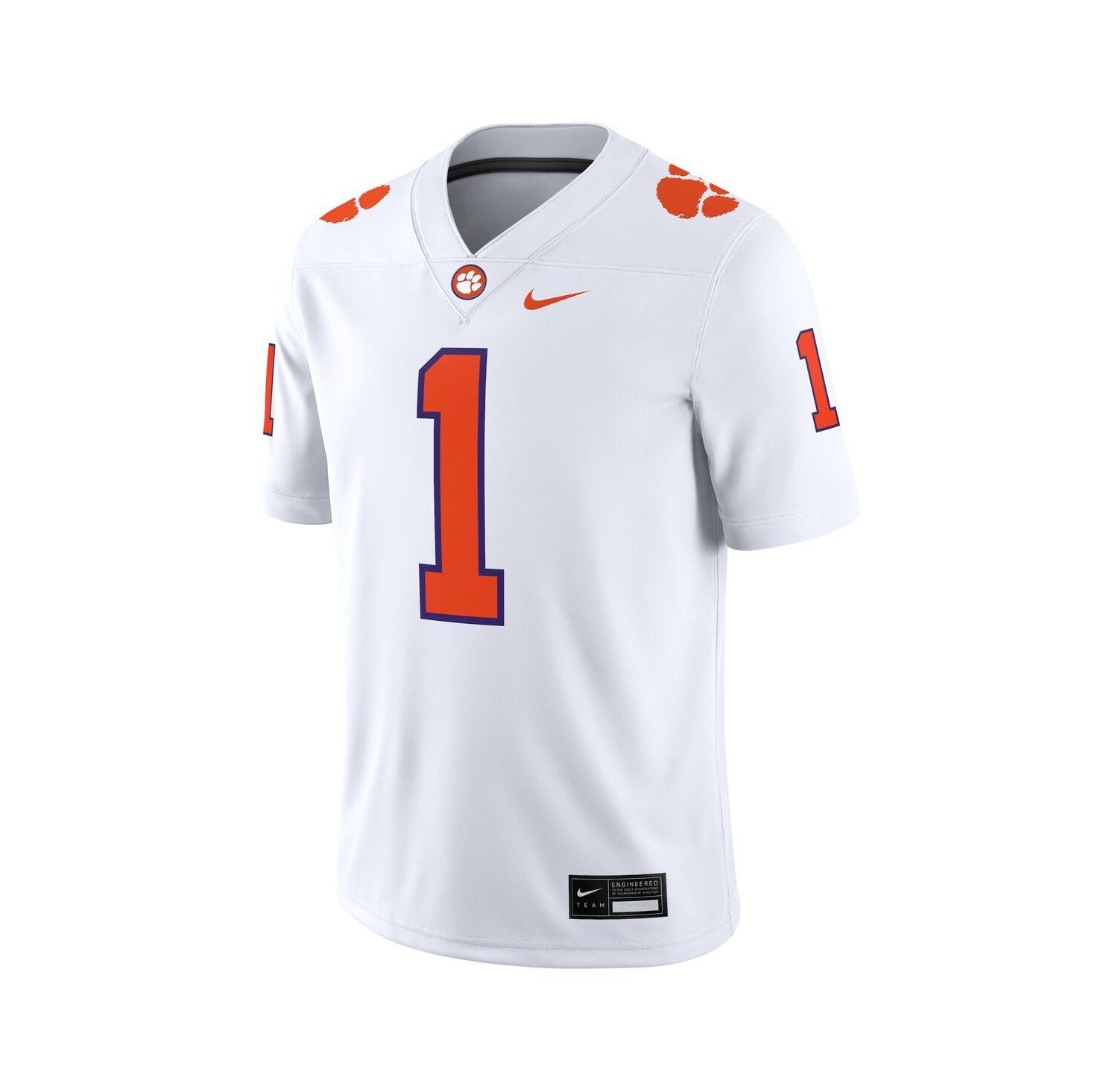 Men's 1 White Clemson Tigers Game Jersey