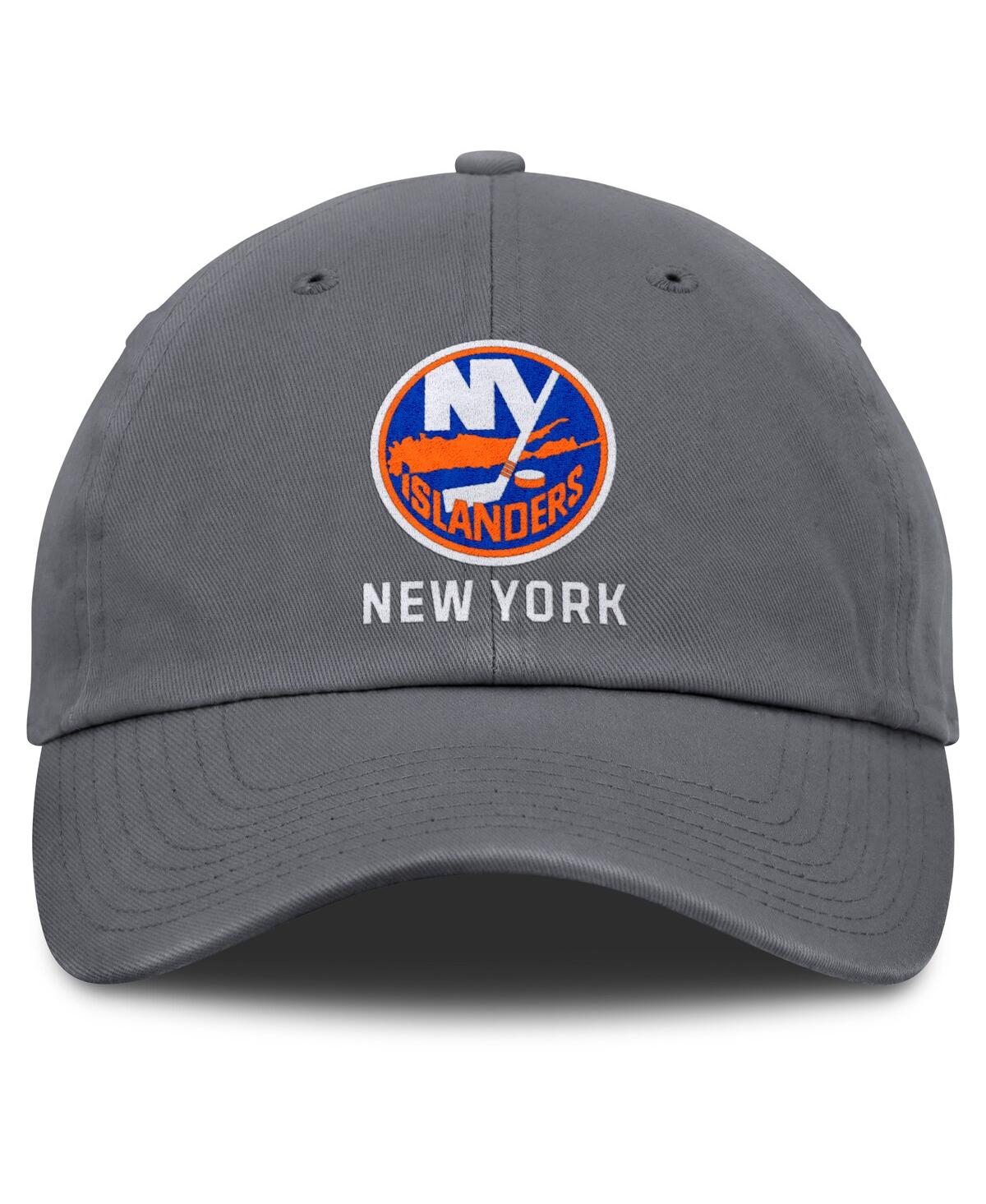 Fanatics Men's Charcoal New York Islanders Washed Adjustable Hat In Gray
