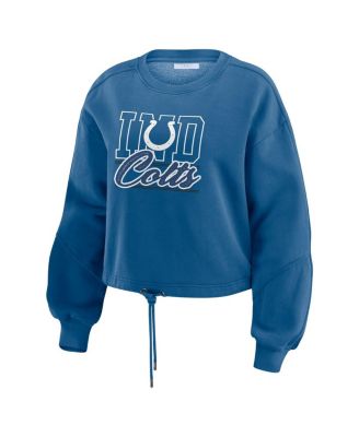Women's 2-Pieces Royal Indianapolis Colts Washed Fleece Long Sleeve T-Shirt and Shorts Lounge Set