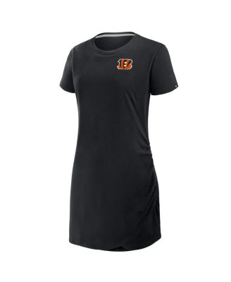 Women's Black Cincinnati Bengals Ruched Drape T-Shirt Dress