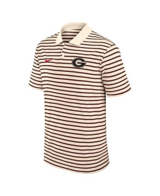 Men's Cream Georgia Bulldogs Solid Foundation Striped Performance Polo Shirt