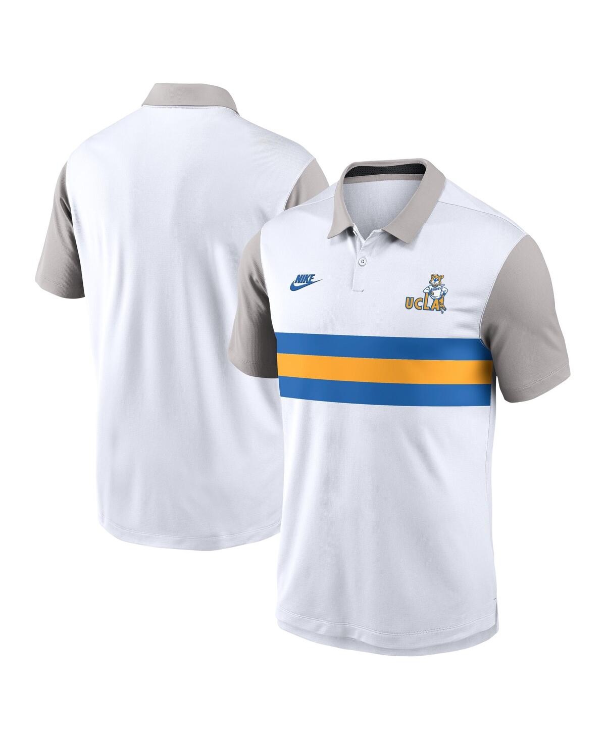 Men's White/Gray Ucla Bruins Athletic Prep Legacy Logo Vapor Performance Polo Shirt - White, Gray