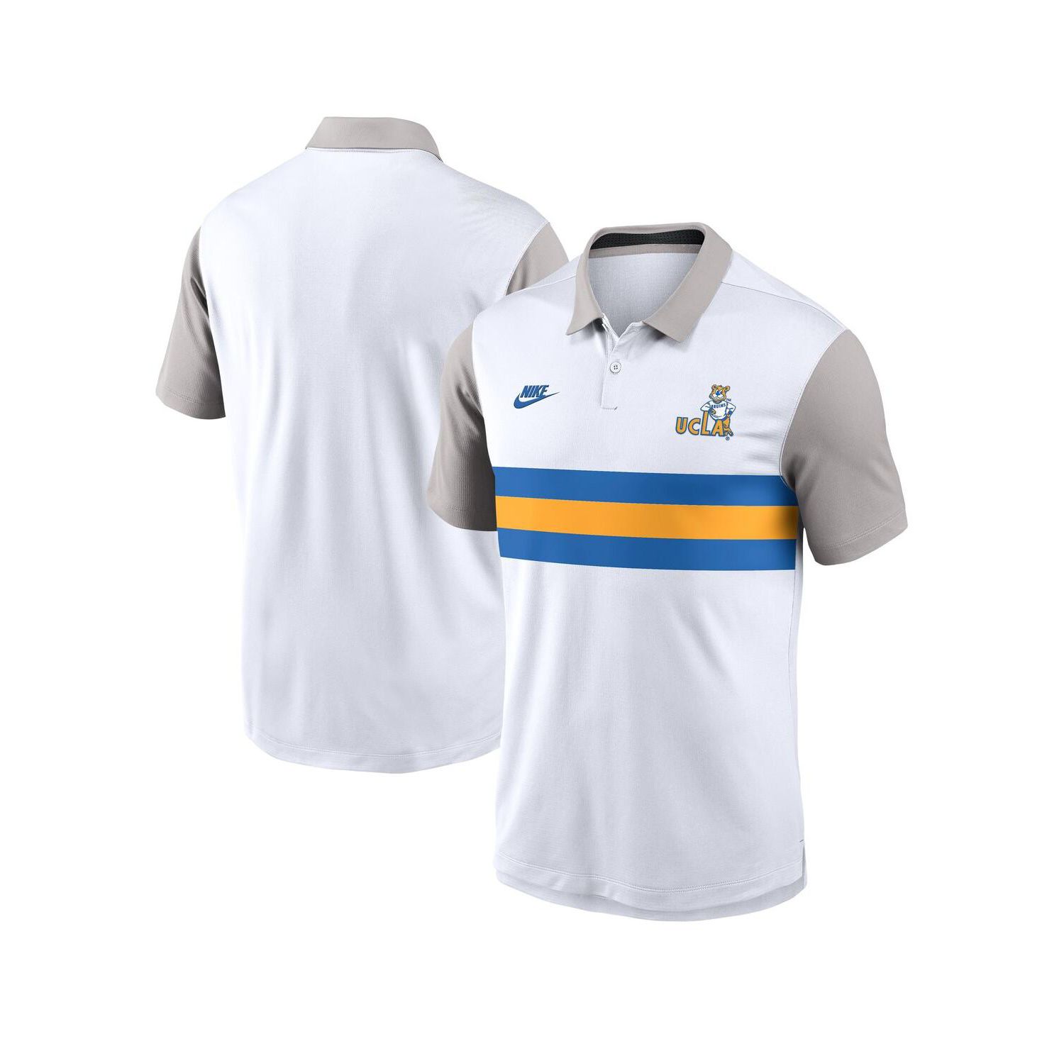 Men's White/Gray UCLA Bruins Athletic Prep Legacy Logo Vapor Performance Polo Shirt