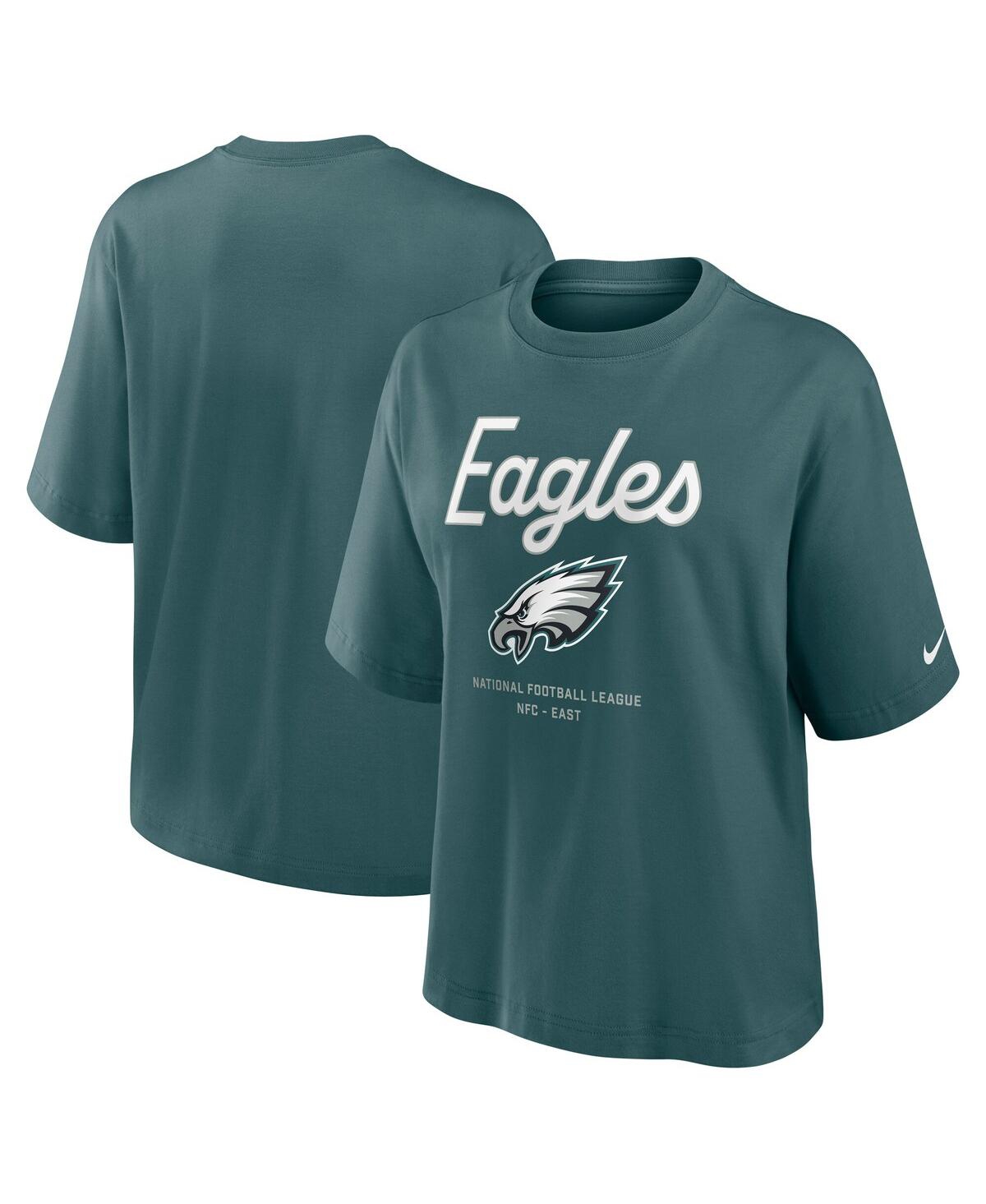 Women's Midnight Green Philadelphia Eagles Essential Script Boxy T-Shirt - Green