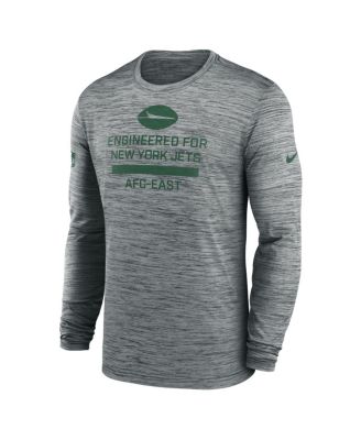 Men's Gray New York Jets Sideline Velocity Performance Long Sleeve T-Shirt