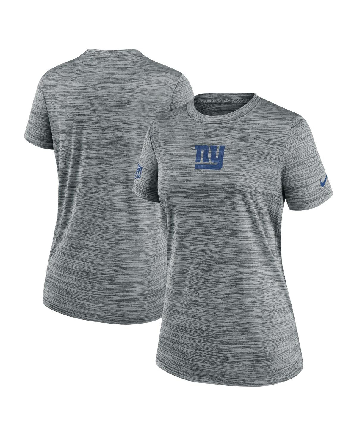 Women's Gray New York Giants Sideline Velocity Performance T-Shirt - Gray