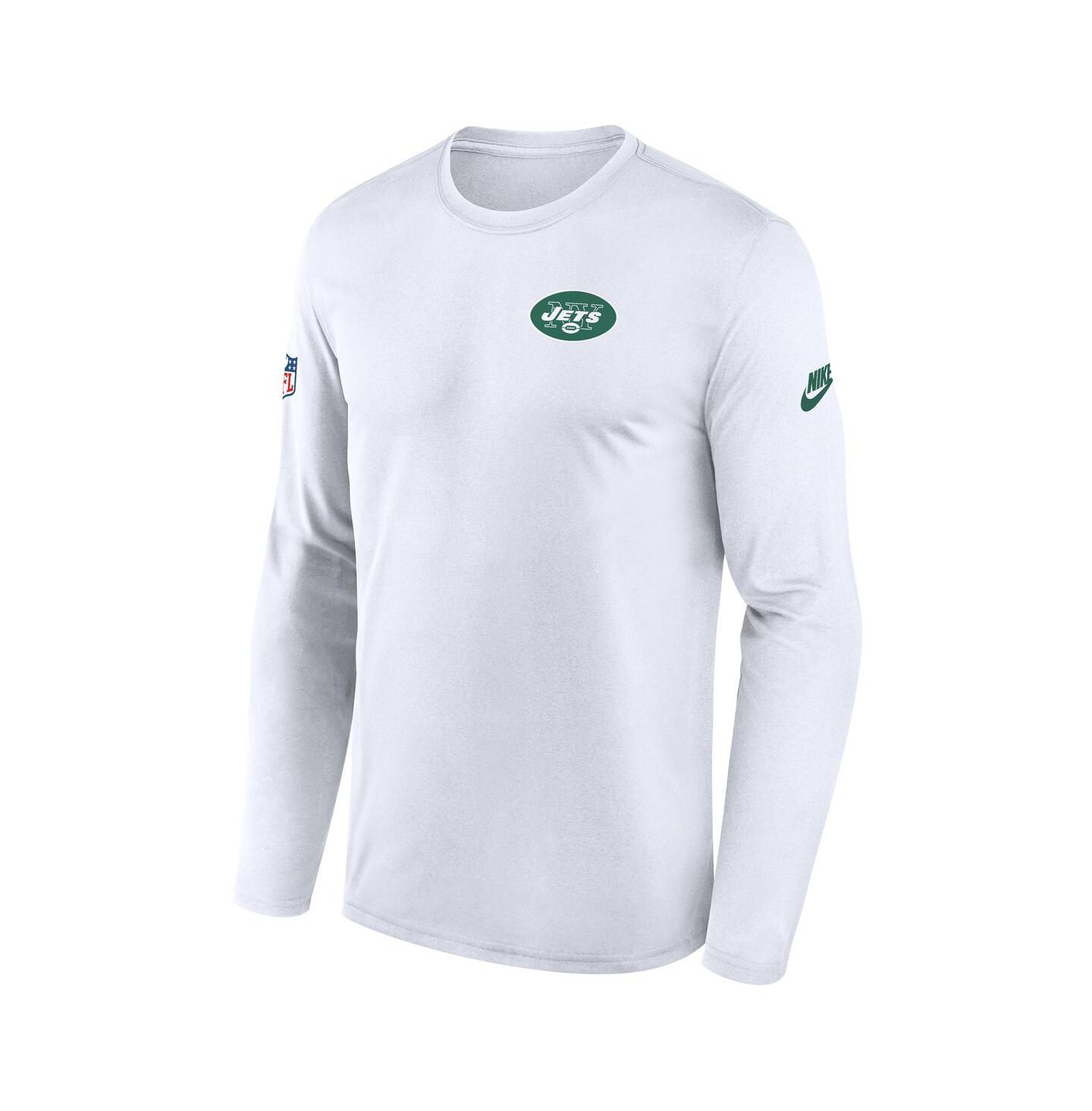 Мужская футболка Nike White New York Jets Legend Small Logo Performance Long Sleeve — фото 2
