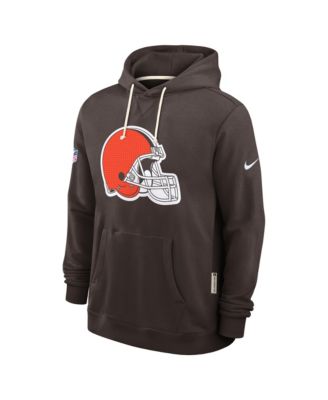 Men's Brown Cleveland Browns Sideline Initial Home Performance Pullover Hoodie