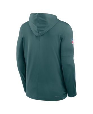 Men's Midnight Green Philadelphia Eagles Sideline Pure Fury Performance Long Sleeve Hoodie T-Shirt