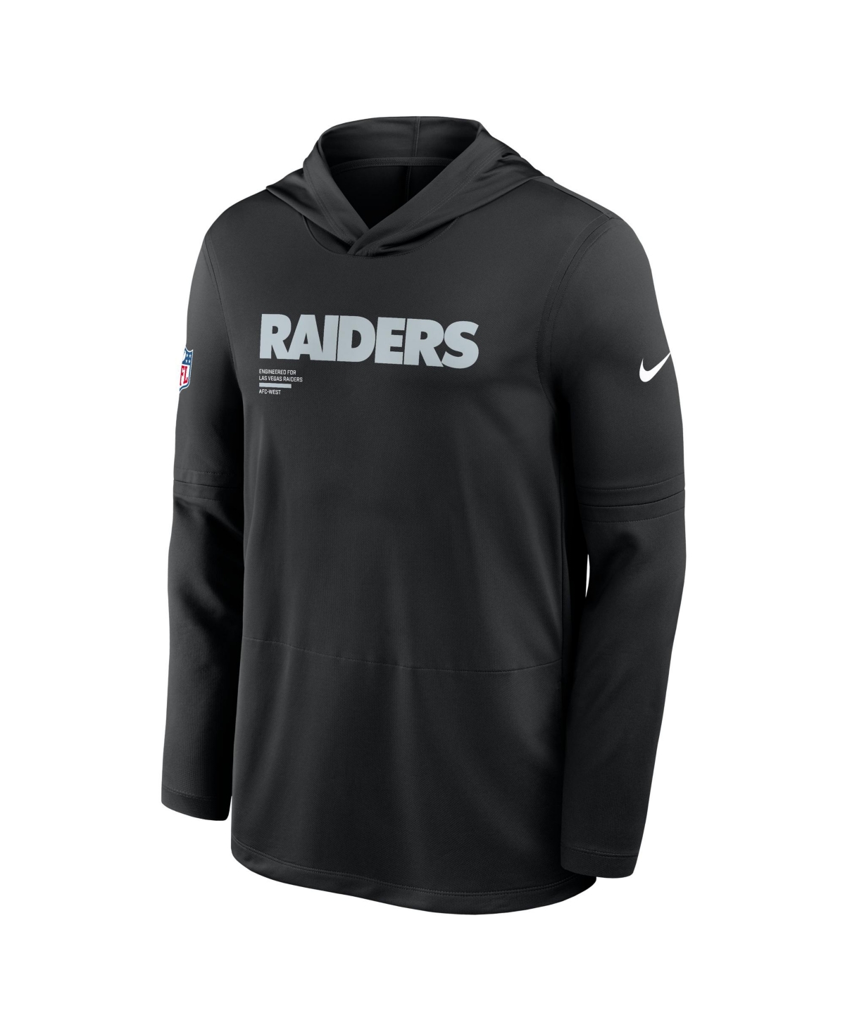 Nike Black Las Vegas Raiders Sideline Pure Fury Performance Long Sleeve Hoodie T-shirt In Black
