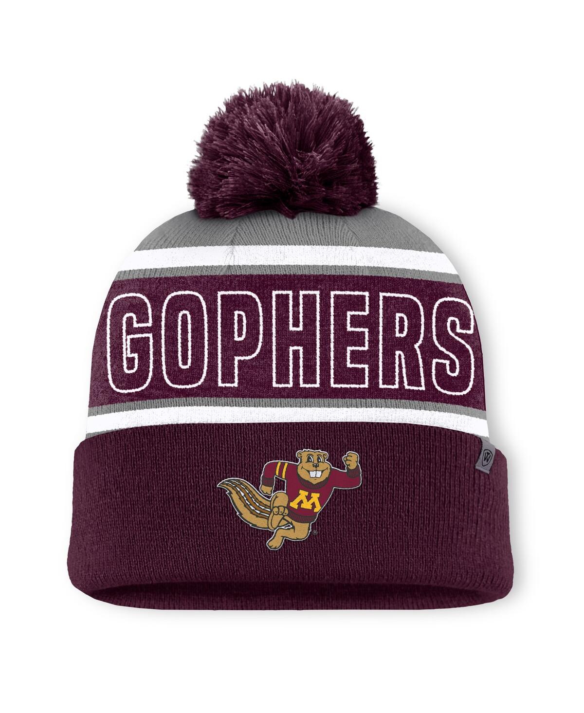 Top of the World Men's Maroon Minnesota Golden Gophers Two-Tone Cuffed with Pom Knit Hat