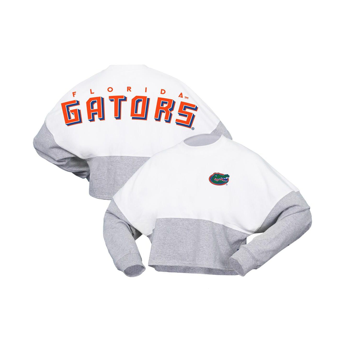 Женская футболка Spirit Jersey White Florida Gators Heather Block Cropped Long Sleeve Jersey — фото 1