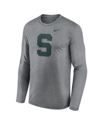 Men's Heather Gray Michigan State Spartans Primetime Alternate Logo Legend Performance Long Sleeve T-Shirt