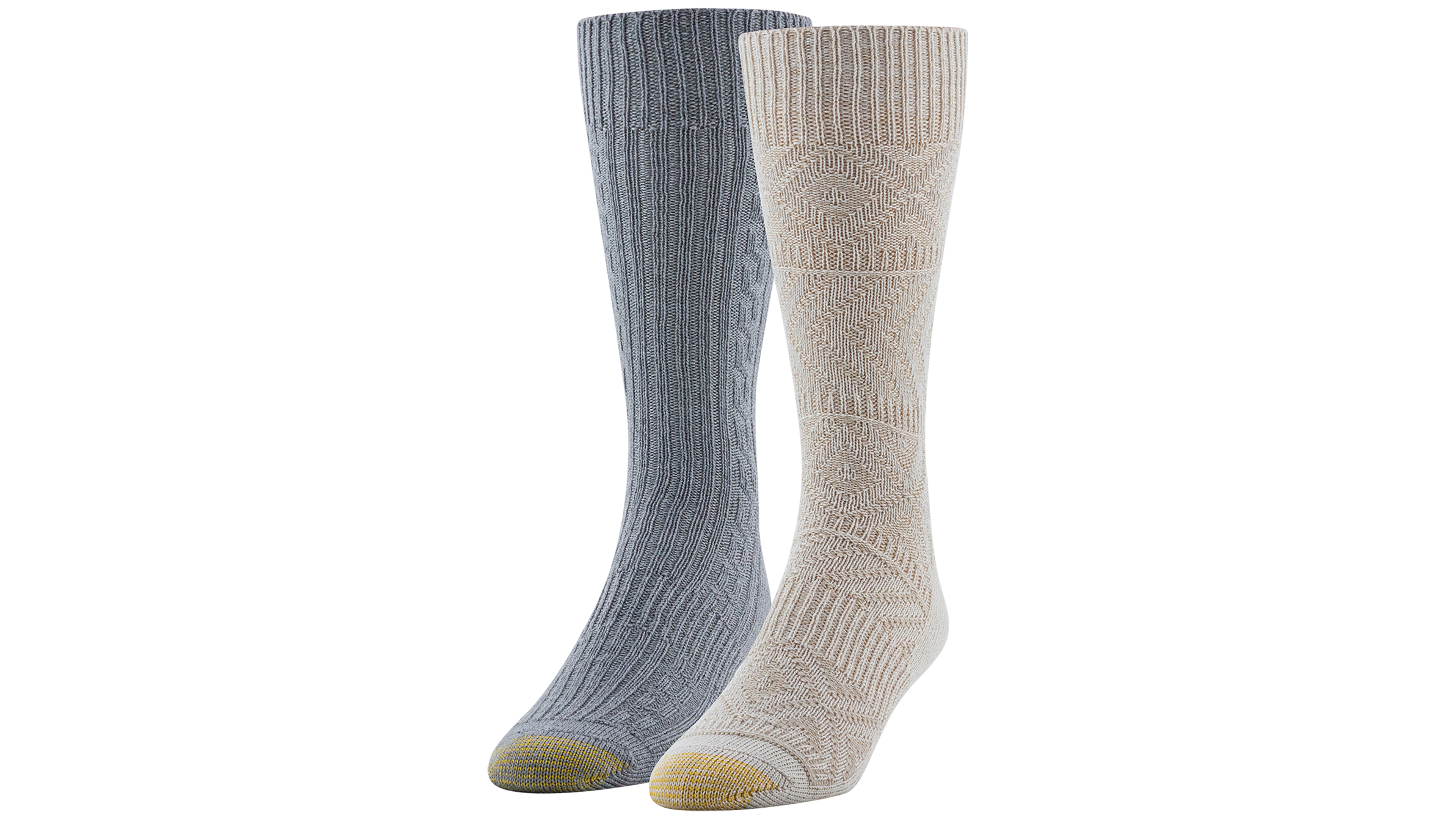 Gold Toe Men's 2-Pack Chevron Texture Reinforced Toe Crew Socks
