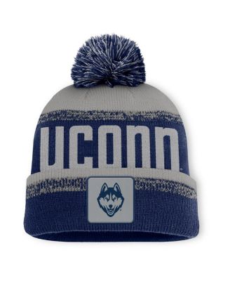 Fanatics - Men's Navy/Gray UConn Huskies Thrive Cuffed Knit with Pom Hat