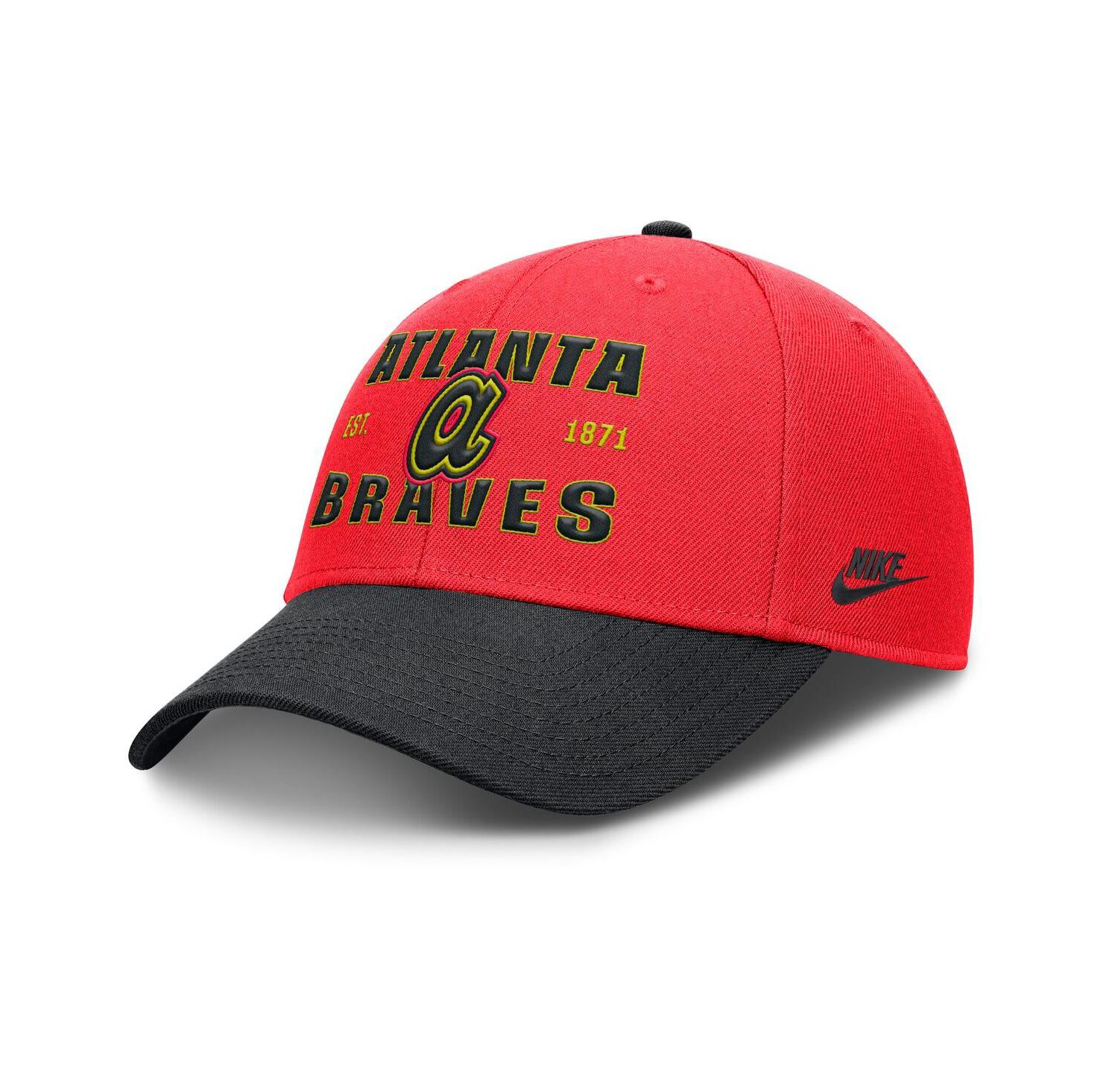 Men's Crimson/Black Atlanta Braves Neon 90s Rise Adjustable Hat