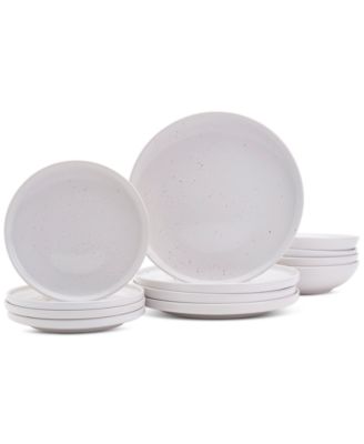 Haven - Modern Speckle White 12-Pc. Dinnerware Set, Service for 4