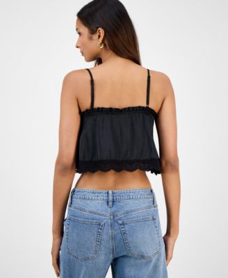 Women's Lace-Trim Straight-Neck Sleeveless Top, Macy's Exclusive