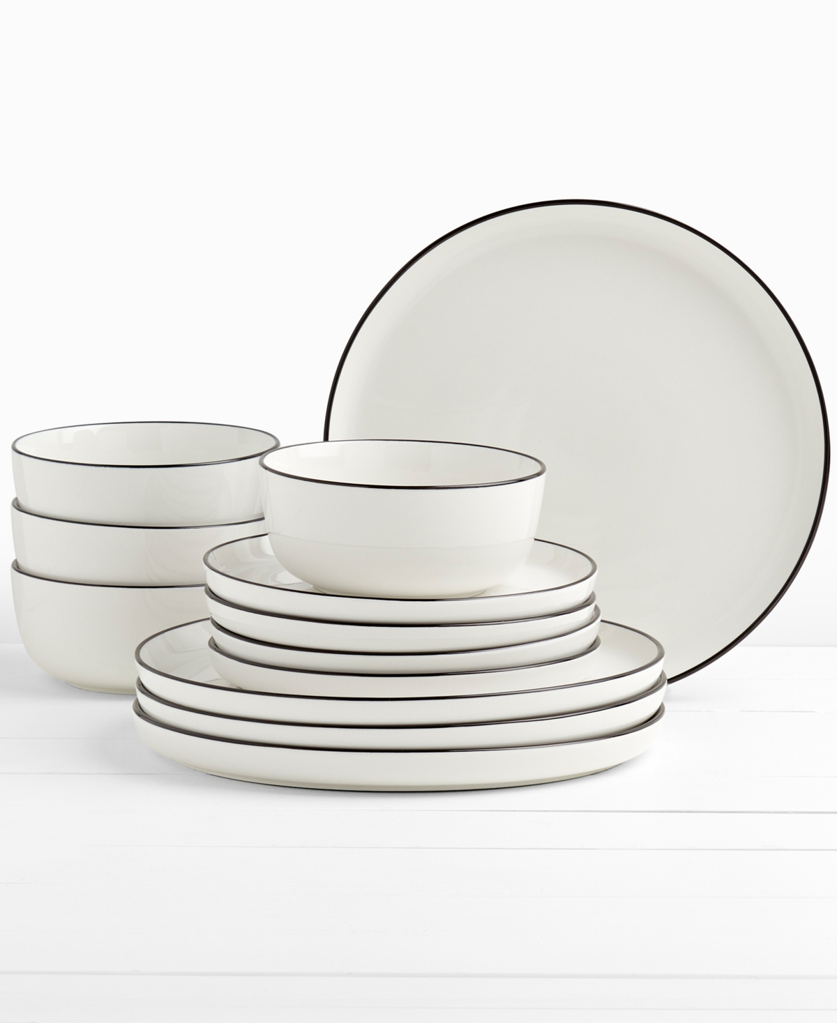 Haven Black Rim 12 Pc. Dinnerware Set, Service for 4