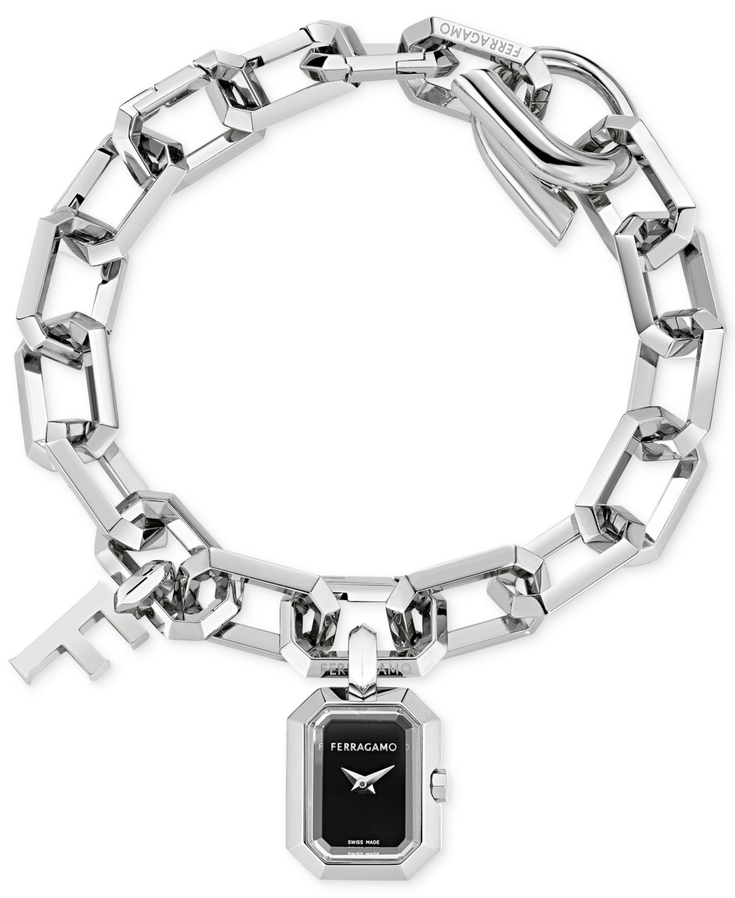 Женские часы Ferragamo Charm Stainless Steel Link Bracelet Watch 17mm — фото 1