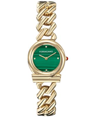 Ferragamo - Women's Swiss Gancini Twisted Chain Gold Ion Plated Bracelet Watch 28mm