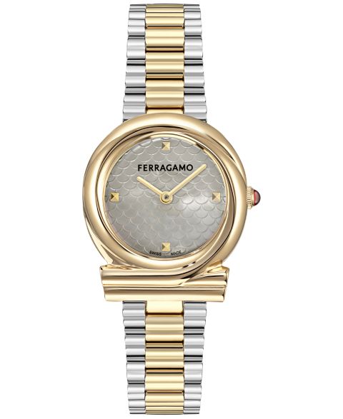 Женские часы Ferragamo Swiss Gancini Twisted Two-Tone Stainless Steel Bracelet Watch 32mm