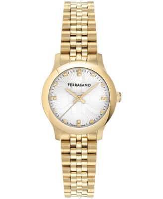 Ferragamo - Women's Swiss Duo Diamond (1/20 ct. t.w.) Gold Ion Plated Bracelet Watch 28mm