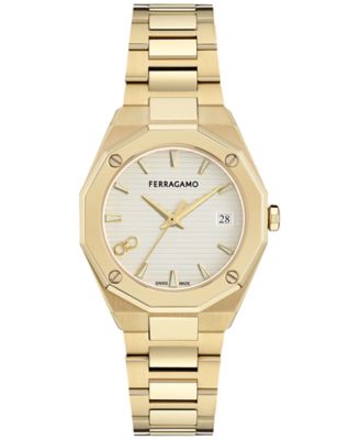 Ferragamo - Women's Swiss Edge Gold Ion Plated Bracelet Watch 34mm