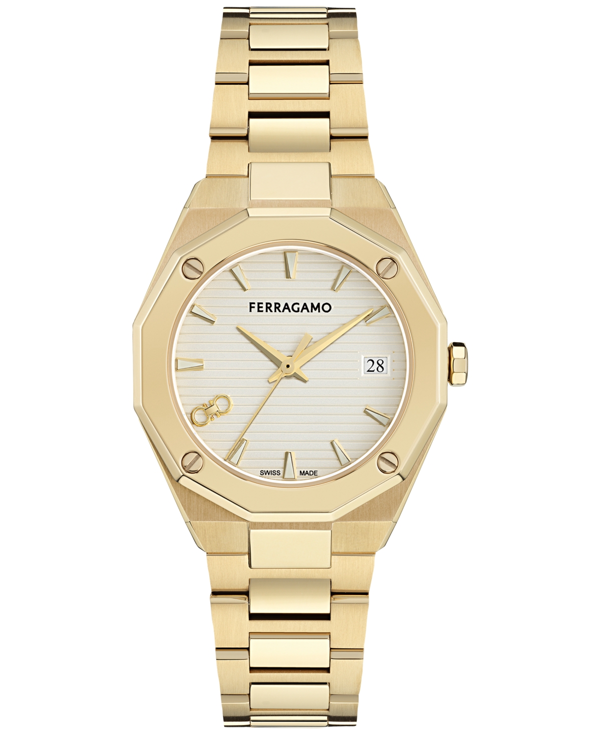 Ferragamo Women's Swiss Edge Gold Ion Plated Bracelet Watch 34mm In Gold