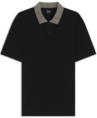Men's Patterned Collar Pima-Cotton Polo Shirt