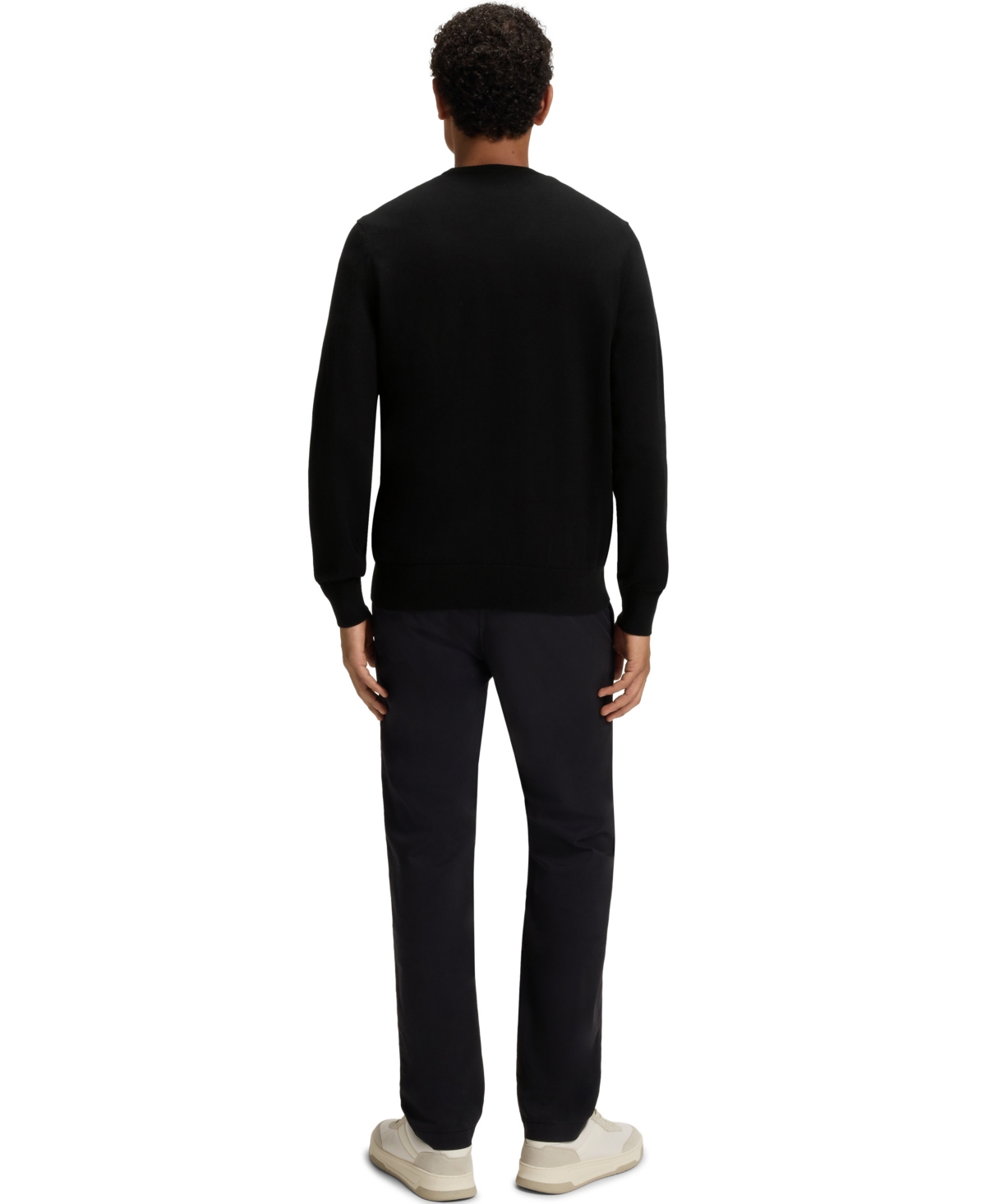 Hugo Boss Cotton-cashmere Regular-fit Sweater With Logo Patch In Black