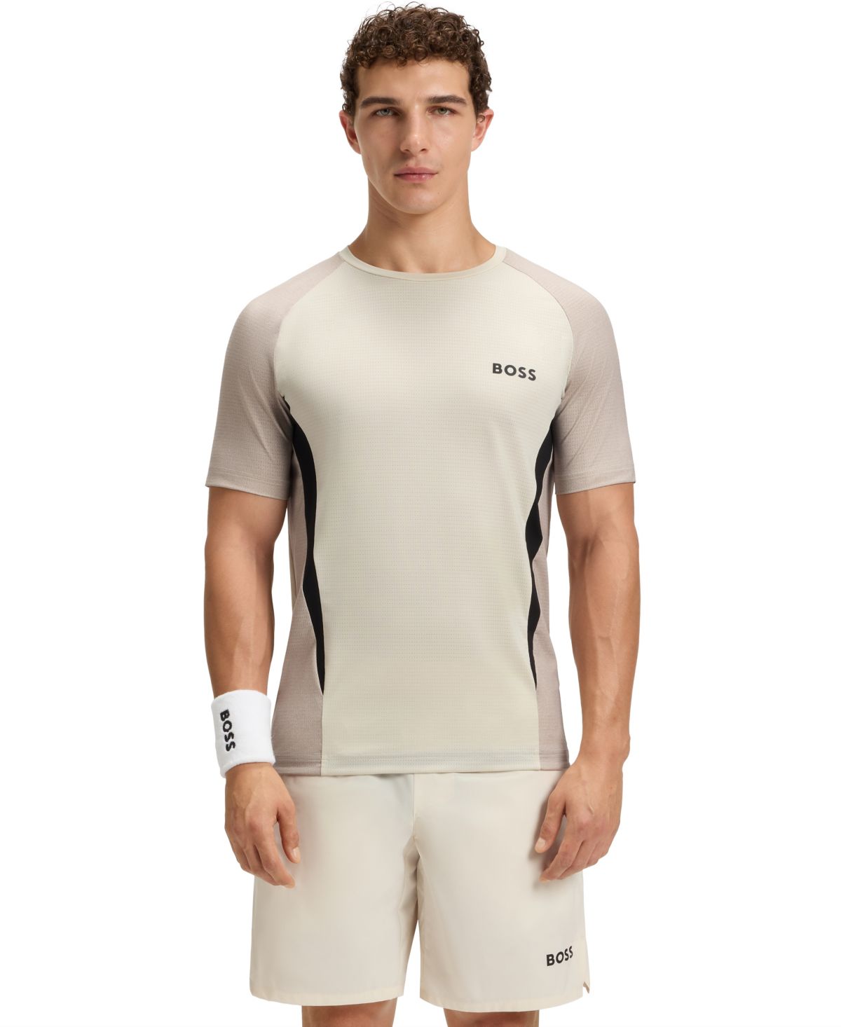 Мужская приталенная футболка из сетчатого джерси Hugo Boss