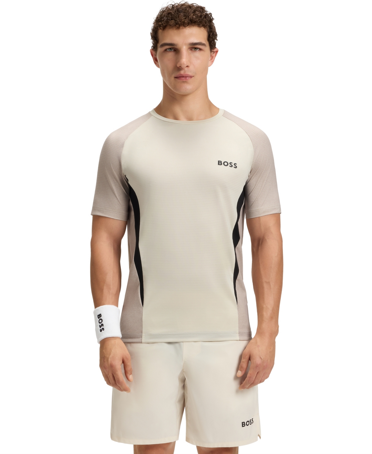 Boss by Hugo Boss Men's Slim-Fit Mesh Jersey T-Shirt - Open White