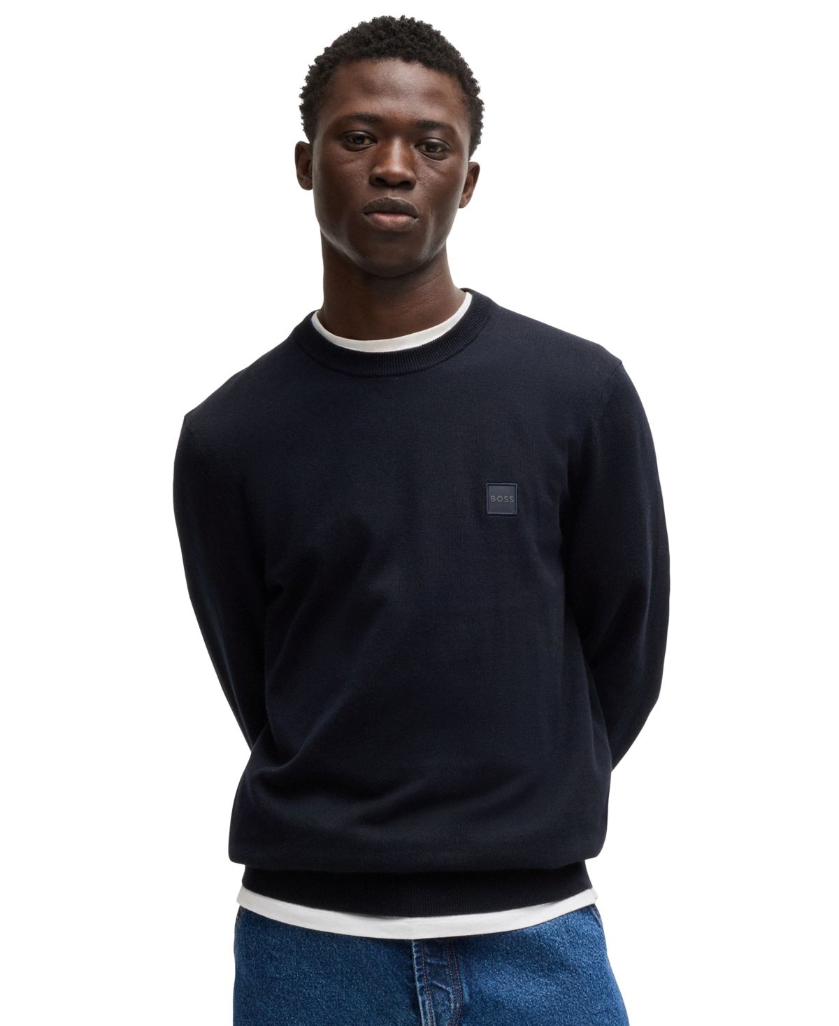 Мужской свитер из хлопка и кашемира Hugo Boss