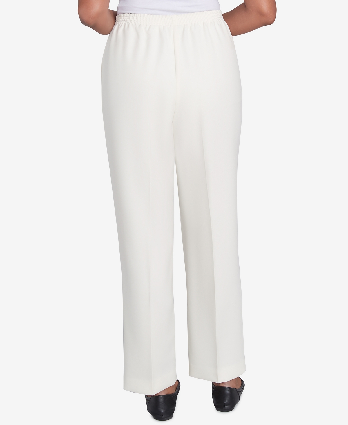 Alfred Dunner Petite Classic Full Elastic Medium Mid Rise Pant In White