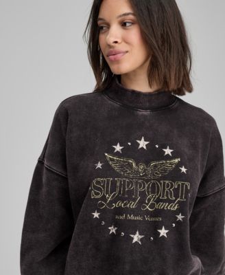 Women's Studded Mock Neck Graphic-Print Sweatshirt, Macy's Exclusive