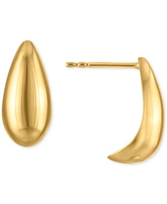 Polished Curved Teardrop Stud Earrings in 10k Gold